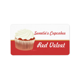 Red Velvet Cupcake Labels Adressaufkleber
