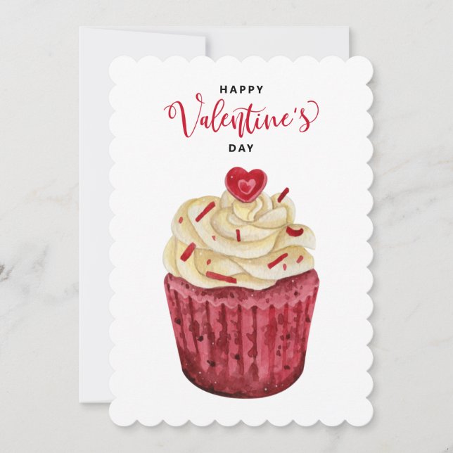 Red Velvet Cupcake | Valentine Feiertagskarte (Vorderseite)