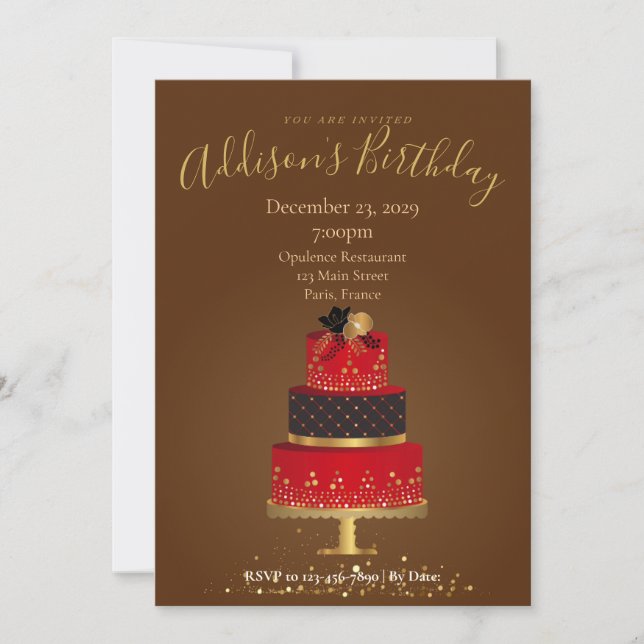 Red Velvet Custom Birthday Invitation Card Einladung (Vorderseite)