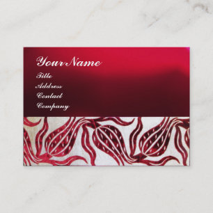 RED VELVET DAMASK TULIP MONOGRAM Burgundy Pearl Visitenkarte