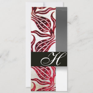 RED VELVET DAMASK TULIPS MONOGRAM Burgund White Einladung