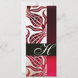 RED VELVET DAMASK TULIPS MONOGRAM Burgund White Einladung