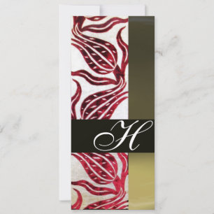 RED VELVET DAMASK TULIPS MONOGRAM Burgund White Einladung