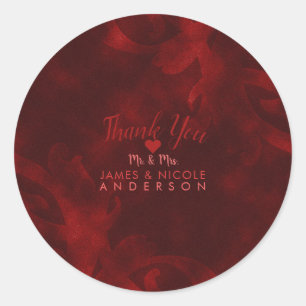 Red Velvet Elegante Vintag Glam Glamour Hochzeit Runder Aufkleber