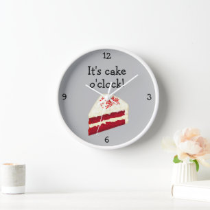 Red Velvet Flavor Sponge Cake O'Clock - Küche Uhr