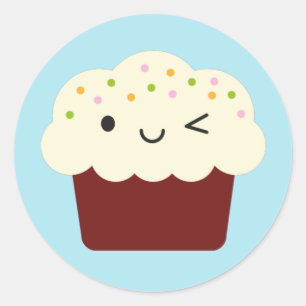 Red Velvet Kawaii Cupcake Runder Aufkleber