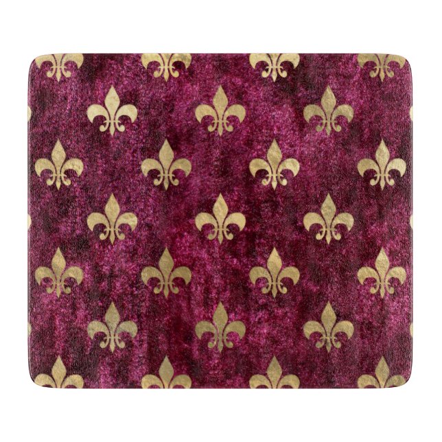 Red Velvet Lilie Mardi Gras Orleans Muster Schneidebrett (Vorderseite)