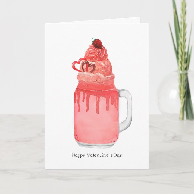 Red Velvet Milkshake I Liebe You Punny Valentine Karte (Vorderseite)