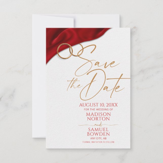 Red Velvet Save the Date Einladung (Vorderseite)