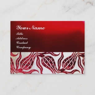 RED VELVET TULIP MONOGRAM Burgund White Pearl Visitenkarte