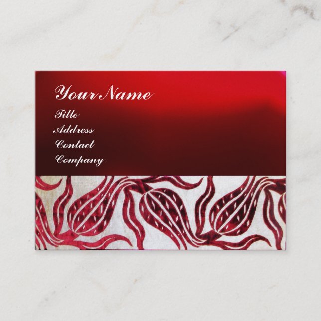 RED VELVET TULIP MONOGRAM Burgund White Pearl Visitenkarte (Vorderseite)