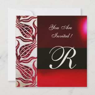 RED VELVET TULIP MONOGRAM Burgundy Champagne Weiß Einladung