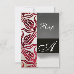 RED VELVET TULIPS MONOGRAM Burgund Weißes Eis RSVP Karte