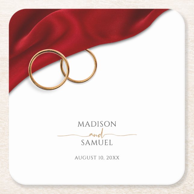 Red Velvet Wedding Coaster Rechteckiger Pappuntersetzer (Vorderseite)
