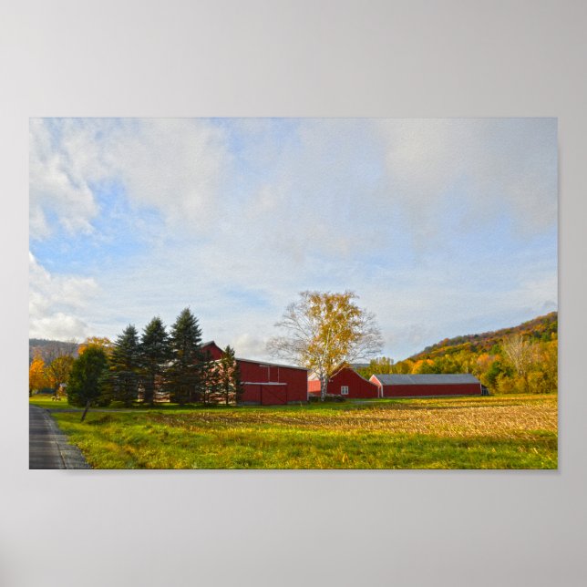 Red Vermont Barns im Herbst Poster (Vorne)