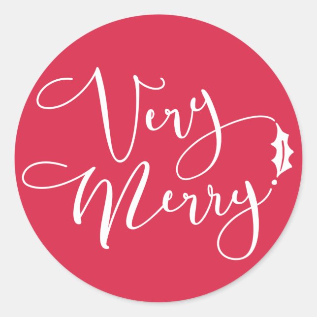 Red Verry Merry Christmas Classic Round Sticker (Vorderseite)