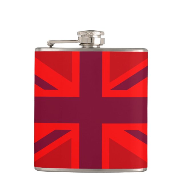 Red Version British Union Jack Decor Flachmann (Vorderseite)