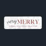 Red Very Merry Botanical Christmas Address Label<br><div class="desc">Feierliche Rot,  Grün und Weiß Weihnachtsfeiertagen Rücksendesiegel mit rot-grauem botanischem Muster.</div>