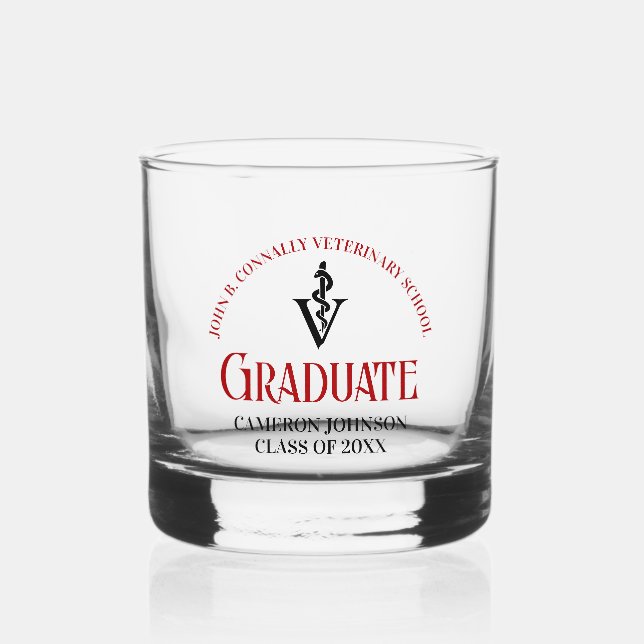Red Veterinary School Abschluss Custom Whiskyglas (Vorderseite)