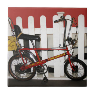 Red Vintag Bike Retro Chopper der 70er Jahre Fliese