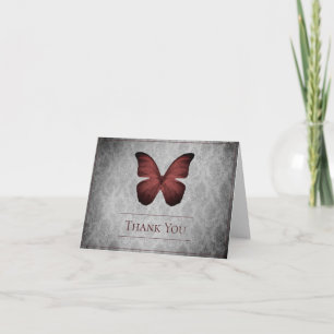 Red Vintag Butterfly Damask Wedding Danke