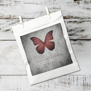 Red Vintag Butterfly Damask Wedding Geschenktütchen
