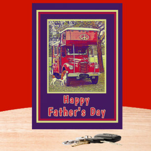 Red Vintag Camper Truck Happy Vatertag Card