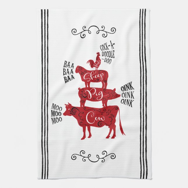 Red Vintag Farm Geschirrtuch (Vertikal)