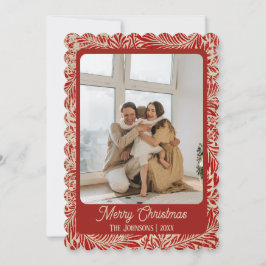 Red Vintag Foto Weihnachtskarte Feiertagskarte