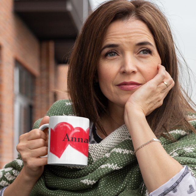 Red Vintag Heart Name Two-Tone Coffee Tasse (Von Creator hochgeladen)