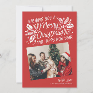 Red Vintag Holly Tilly Snapshot Foto Feiertagskarte