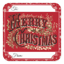 Red Vintag Merry Weihnachtsgeschenke Label Sticker