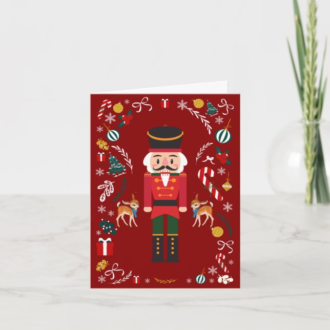 Red Vintag Nutcracker Weihnachten Karte (Vorderseite)