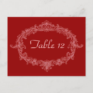 Red Vintag Oval Hochzeitsempfang Tischnummer