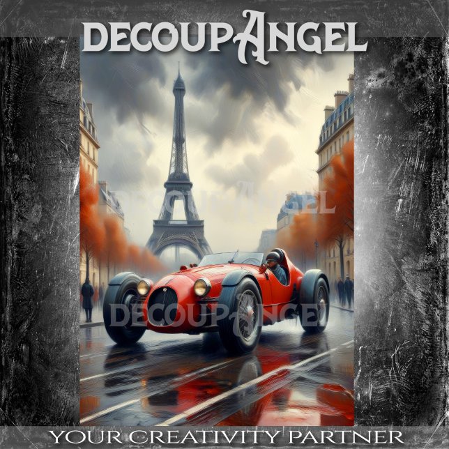 Red Vintag Race Car - Paris Entdeckungsreise Seidenpapier (Von Creator hochgeladen)