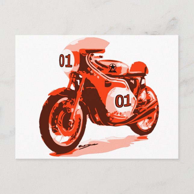Red Vintag Racing Motorrad Postkarte (Vorderseite)