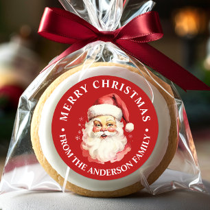 Red Vintag Retro Santa Claus Frohe Weihnachten Runder Aufkleber