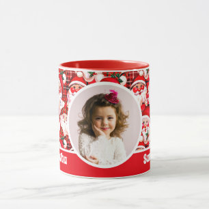 Red Vintag Santa Claus Tartan Kariert Kids Foto Tasse