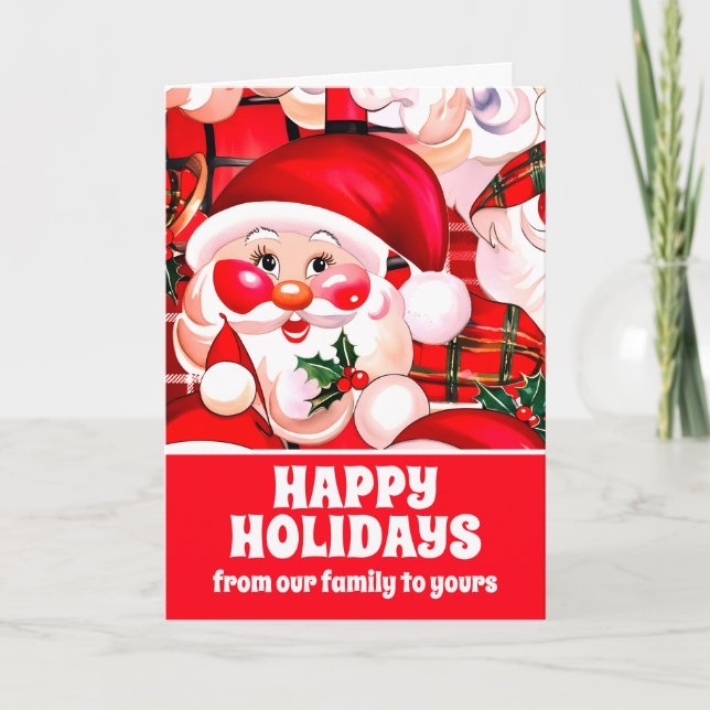 Red Vintag Santa Claus Tartan Karierte Weihnachten (Vorderseite)