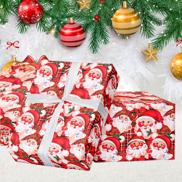Red Vintag Santa Claus Tartan Karierte Weihnachten Geschenkpapier
