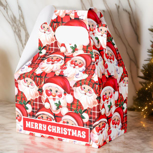 Red Vintag Santa Claus Tartan Karierte Weihnachten Geschenkschachtel
