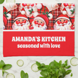 Red Vintag Santa Claus Tartan Karierte Weihnachten Geschirrtuch