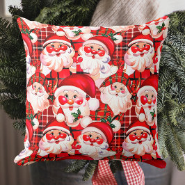 Red Vintag Santa Claus Tartan Karierte Weihnachten Kissen