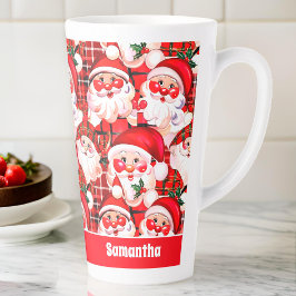 Red Vintag Santa Claus Tartan Karierte Weihnachten Milchtasse
