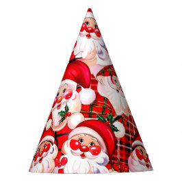 Red Vintag Santa Claus Tartan Karierte Weihnachten Partyhütchen