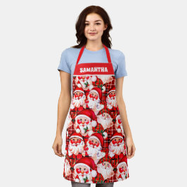 Red Vintag Santa Claus Tartan Karierte Weihnachten Schürze