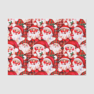 Red Vintag Santa Claus Tartan Karierte Weihnachten Seidenpapier