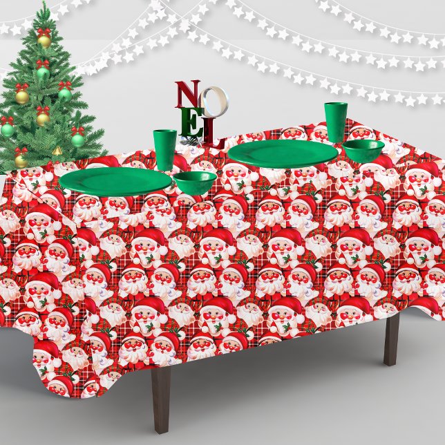 Red Vintag Santa Claus Tartan Karierte Weihnachten Tischdecke (Von Creator hochgeladen)