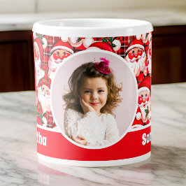Red Vintag Santa Claus Weihnachten Kinder Foto Tas Jumbo-Tasse