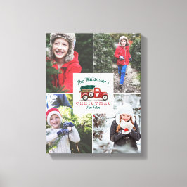 Red Vintag Truck Weihnachtsbaumfarm Foto Leinwanddruck